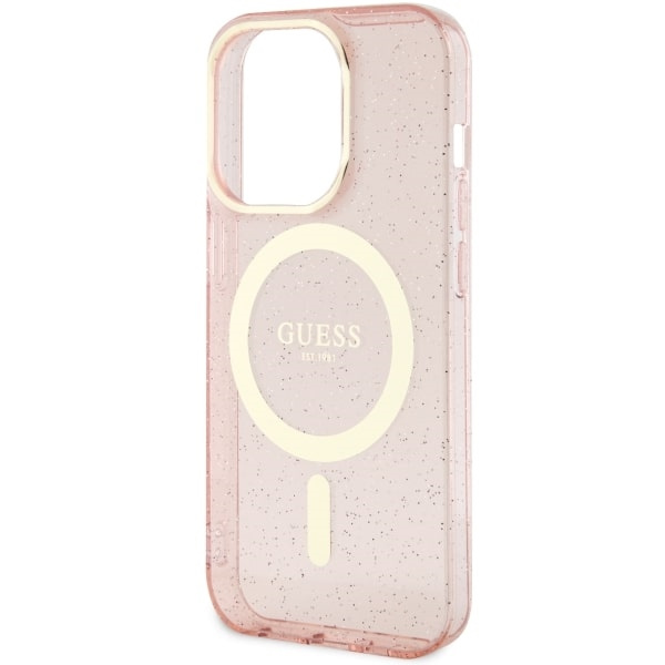 Etui Guess GUHMP14XHCMCGP iPhone 14 Pro Max 6.7" różowy/pink hardcase Glitter Gold MagSafe Case