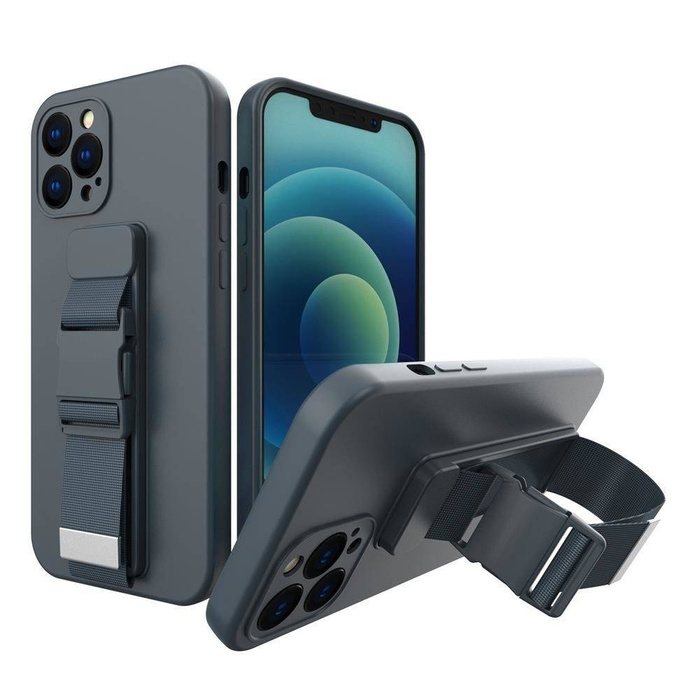 ETUI Rope Case silikonowe etui ze smyczą torebka smycz pasek do Xiaomi Poco M4 Pro 5G granatowy CASE