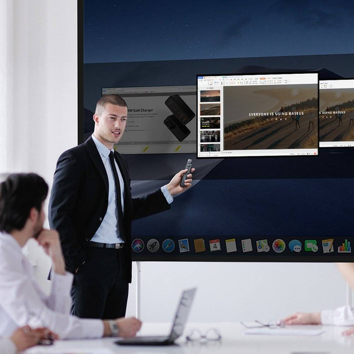 Baseus Orange Dot wskaźnik laserowy pilot do prezentacji PC z wbudowanym akumulatorem szary (WKCD000013)