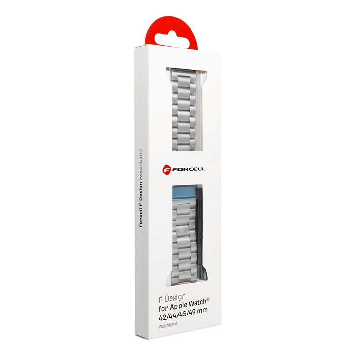 Pasek do Apple Watch Forcell F-Design FA10 zatrzask stal 42 / 44 / 45 / 49 mm srebrny