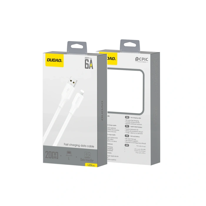 Kabel Dudao L2sL USB-A - Lightning 6A 1.2m - biały