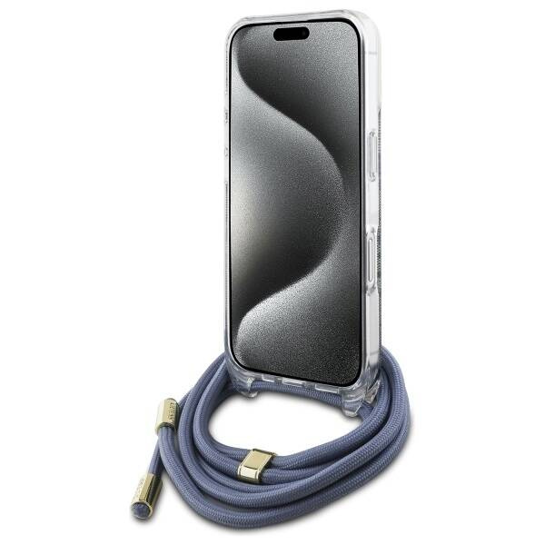 Etui Guess iPhone 16 6.1" niebieski/blue hardcase Crossbody Cord 4G Print