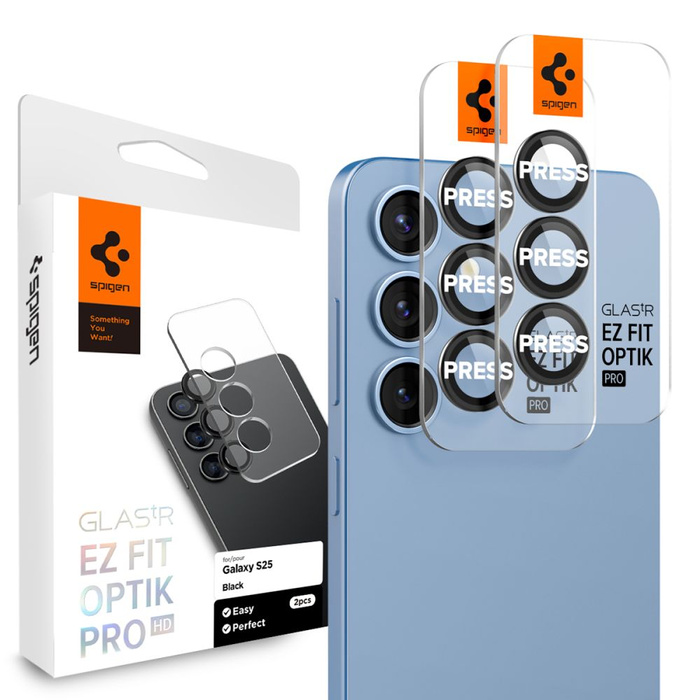 OSŁONA APARATU SPIGEN SAMSUNG GALAXY S25 PLUS OPTIK PRO GLAS.TR ”EZ FIT” HD CAMERA PROTECTOR 2-PACK CZARNA