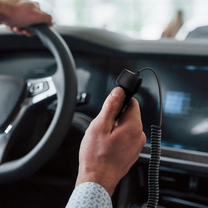 FORCELL F-ENERGY Carbon CC50-1AC ładowarka samochodowa USB A z kablem Typ C PD QC3.0 3A 38W czarna