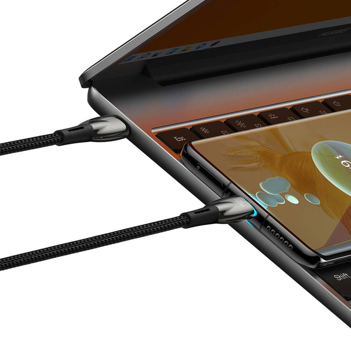 Baseus Glimmer Series kabel z szybkim ładowaniem USB-C 480Mb/s PD 100W 1m czarny