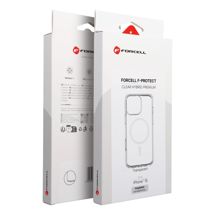 Etui na iPhone 15 Forcell F-Protect Clear Hybrid Premium zgodny z MagSafe transparentne 0INT