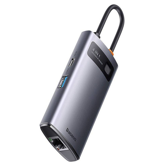 Baseus Metal Gleam Series stacja dokująca HUB 4 w 1 USB Typ C - 3 x USB 3.2 Gen. 1 / RJ45 (WKWG070113)