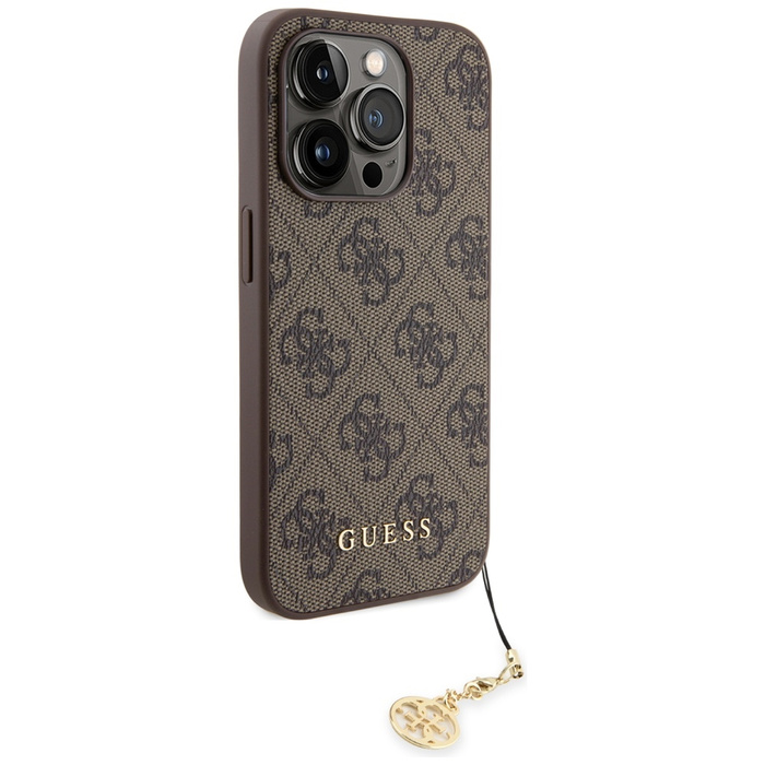 Etui Guess GUHCP15LGF4GBR iPhone 15 Pro 6.1" brązowy/brown hardcase 4G Charms Collection Case