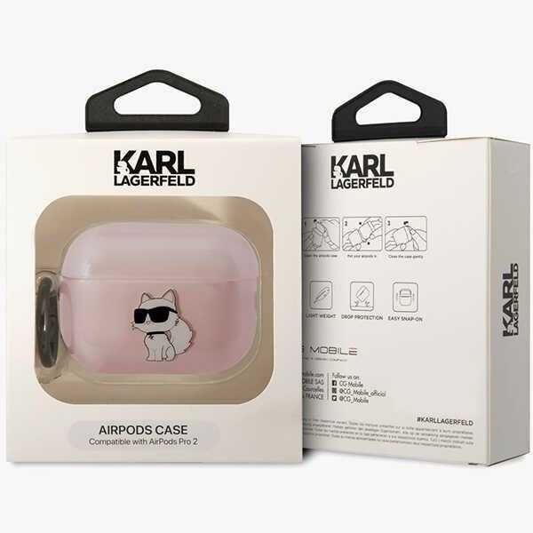 Etui Karl Lagerfeld KLAP2HNCHTCP Airpods Pro 2 cover różowy/pink Ikonik Choupette Case