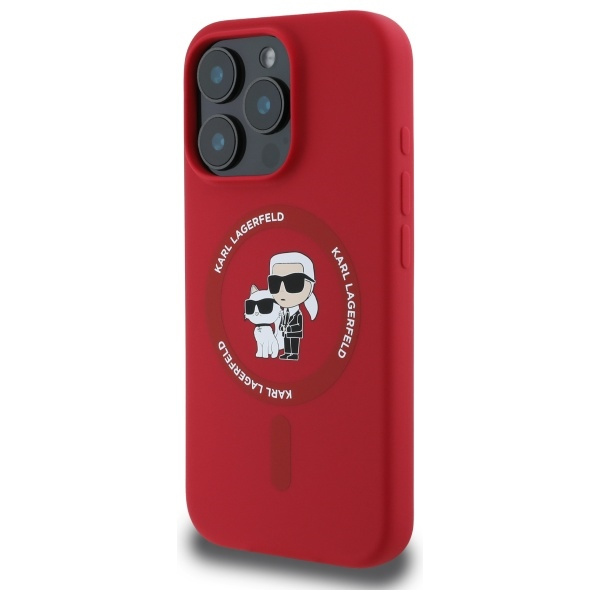 Etui Karl Lagerfeld iPhone 16 Pro czerwony/red HC MagSafe Silicone KC Heads Ring