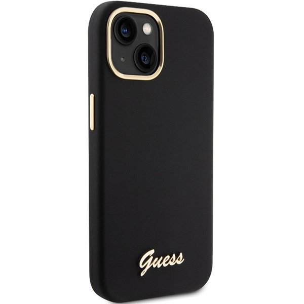Etui Guess GUHCP15SSMBSLK iPhone 15 6.1" czarny/black hardcase Silicone Script Metal Logo & Frame Case