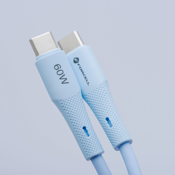 Kabel USB C do USB C Forcell F-Energy QC4.0 PD 5A 100W Silicone 1 m C347 niebieski