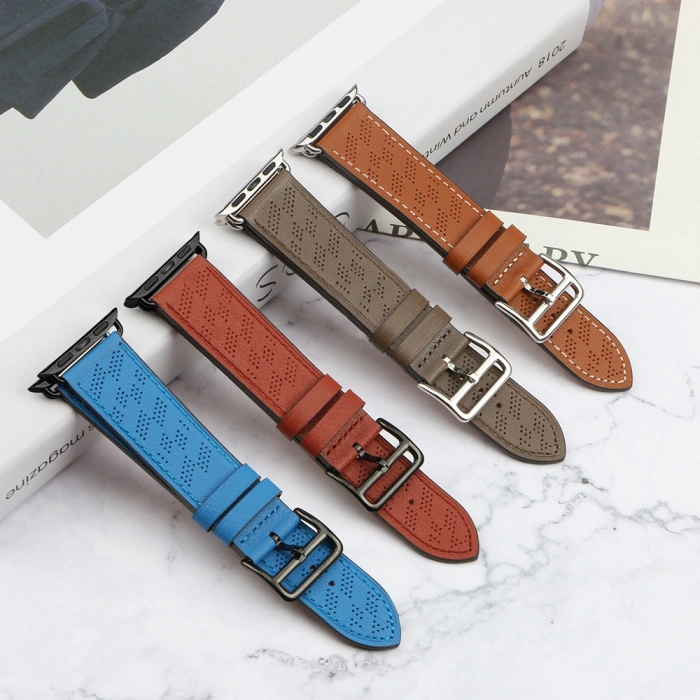 Pasek skórzany Strap Leather do Apple Watch 42 / 44 / 45 / 49 mm opaska bransoleta - czerwony