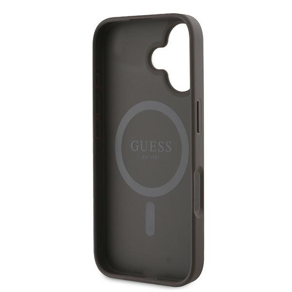 Etui Guess iPhone 16 Plus brązowy/brown MagSafe 4G Printed Stripes