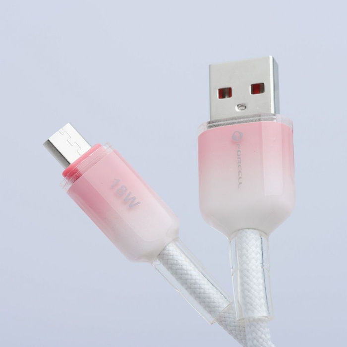 Kabel USB A do Micro USB Forcell F-Energy QC3.0 2,4A 18W Gradient 1 m C351 biały