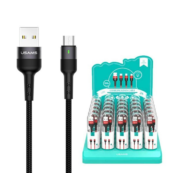 Kabel Pleciony USAMS MicroUSB 2A Fast Charging 1m Czarny