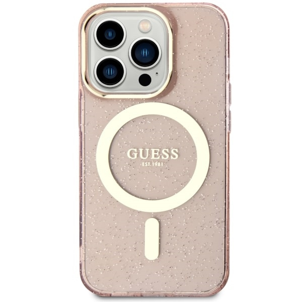 Etui Guess GUHMP14XHCMCGP iPhone 14 Pro Max 6.7" różowy/pink hardcase Glitter Gold MagSafe Case