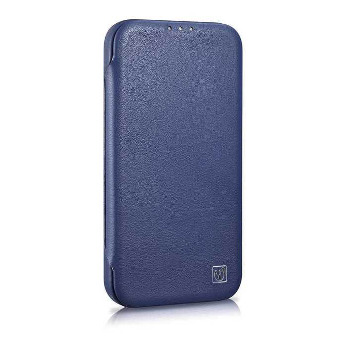 iCarer CE Premium Leather Folio Case skórzane etui iPhone 14 Pro z klapką magnetyczne MagSafe niebieski (WMI14220714-BU)