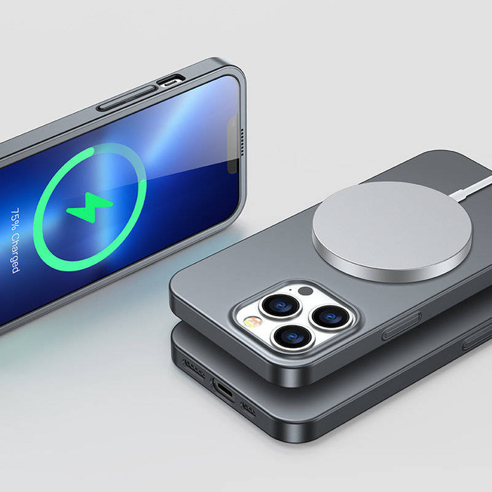 Joyroom 360 Full Case etui pokrowiec do iPhone 13 Pro Max obudowa na tył i przód + szkło hartowane szary (JR-BP928 tarnish)