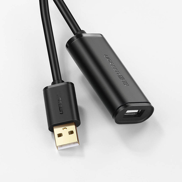 Ugreen kabel aktywny przedłużacz USB-A (męski) - USB-A (żeński) USB 2.0 480Mb/s 15m czarny (US121)