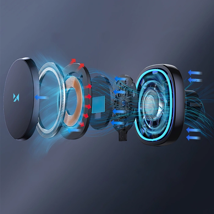 Uchwyt samochodowy Wozinsky WCT5-6S2Y z ładowarką indukcyjną Qi/MagSafe 15W z wentylatorem na kratkę nawiewu - czarny