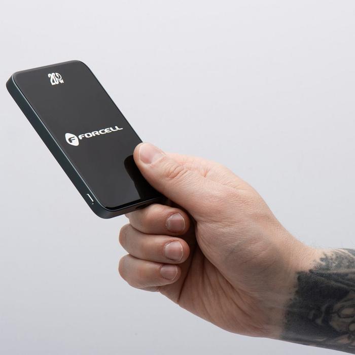 Powerbank zgodny z MagSafe Forcell F-Energy SuperSlim F5K8 QC4.0 PD3.0 15W 5000 mAh czarny 0INT