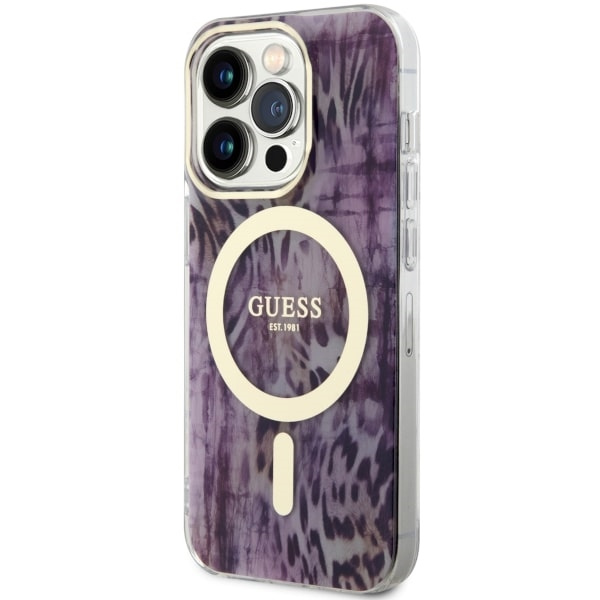 Etui Guess GUHMP14XHLEOPWP iPhone 14 Pro Max 6.7" różowy/pink hardcase Leopard MagSafe Case