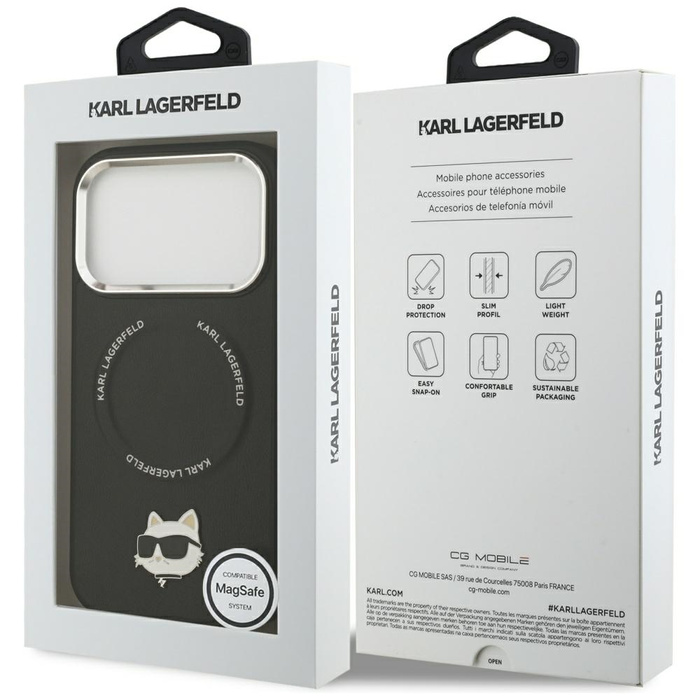 Etui Karl Lagerfeld Choupette Pin        MagSafe do iPhone 17 Pro Max czarny