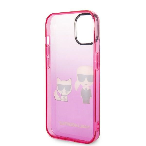 Etui KARL LAGERFELD Apple iPhone 14 Plus Gradient Ikonik Karl & Choupette Różowy Hardcase