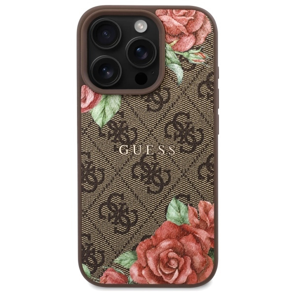 Guess GUHMP16LP4ROPEMCW iPhone 16 Pro     6.3" brązowy/brown hardcase 4G Flowers Print MagSafe