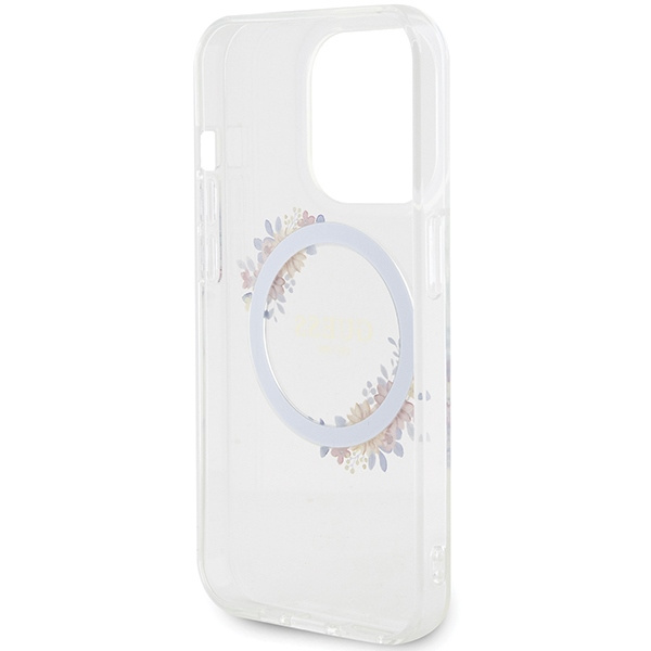 Etui Guess GUHMP15LHFWFCT iPhone 15 Pro 6.1" transparent hardcase IML Flowers Wreatch MagSafe Case