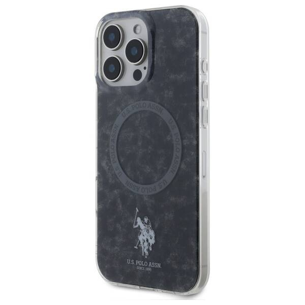 Etui US Polo iPhone 16 Pro Max 6.9" czarny/black IML Ring MagSafe