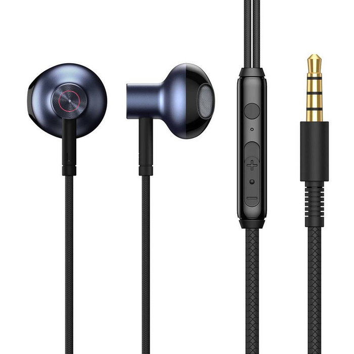 Baseus Encok H19 przewodowe douszne słuchawki 3,5 mm mini jack z pilotem i mikrofonem niebieski (NGH19-01)