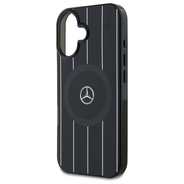 Etui Mercedes iPhone 16 6.1" czarny/black hardcase MB Double Layer Crossed Lines MagSafe