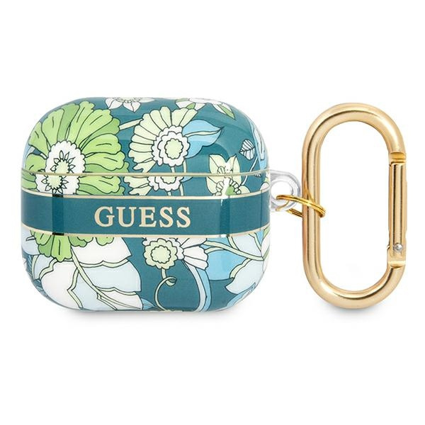 Etui GUESS Apple AirPods 3 Cover Flower Strap Collection Zielony Case