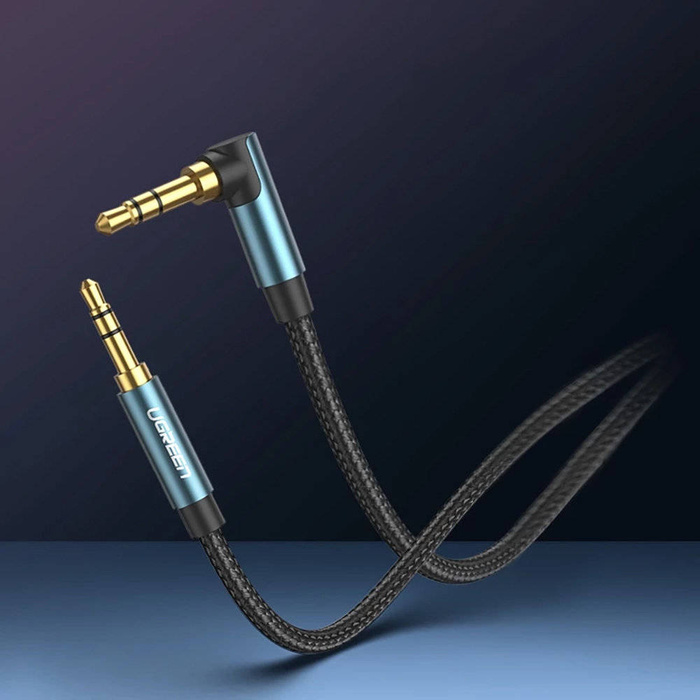 Ugreen kątowy kabel AUX 2 x mini jack 3,5 mm 1,5m niebieski (AV112)