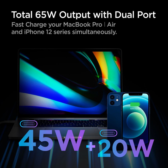 SPIGEN PE2007EU POWERARC 2-PORT NETWORK CHARGER ŁADOWARKA PD60W QC3.0 WHITE