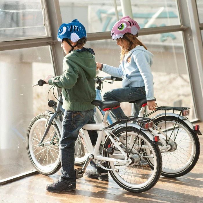 Kask rowerowy dziecięcy Wozinsky  motyw dinozaur S - niebieski