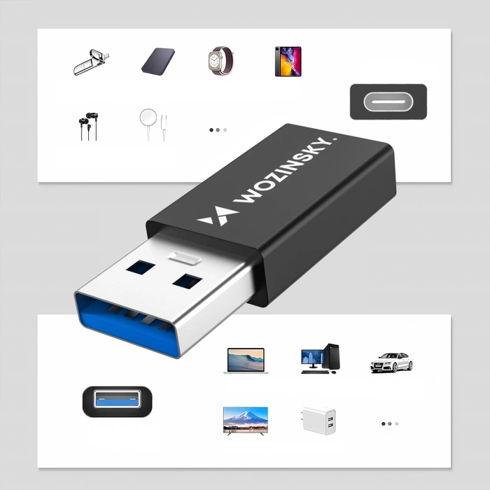Adapter Wozinsky WAAC-01 USB-A - USB-C OTG - czarny