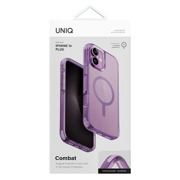 Etui UNIQ Combat iPhone 16 Plus 6.7" Magclick Charging różowy/grape pink