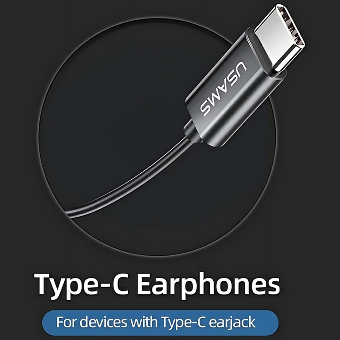 USAMS Słuchawki EP-46 USB-C czarny/black 1,2m HSEP4603