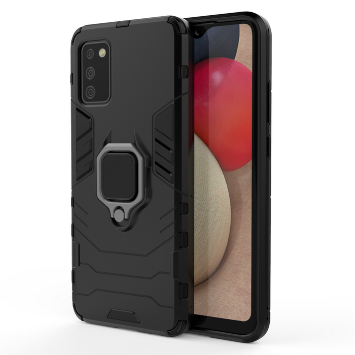Ring Armor pancerne hybrydowe etui pokrowiec + magnetyczny uchwyt Samsung Galaxy A03s (166,5) czarny