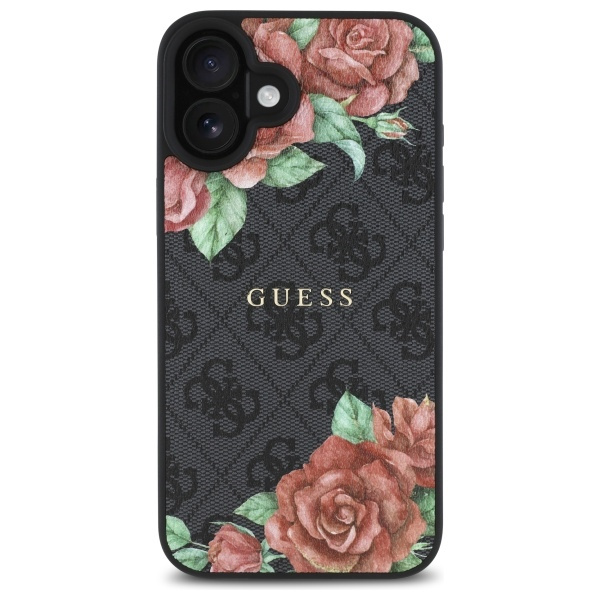 Guess GUHMP16SP4ROPEMCK iPhone 16 6.1"    czarny/black hardcase 4G Flowers Print MagSafe