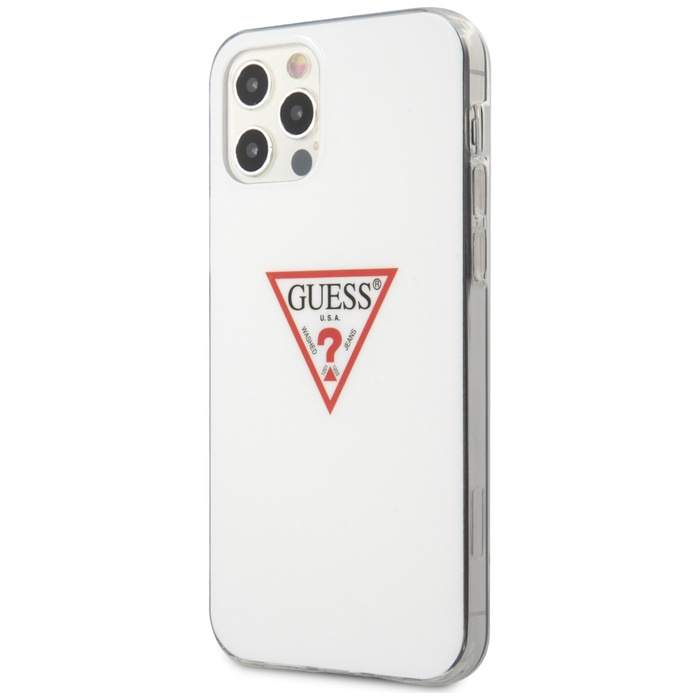 Etui GUESS Apple iPhone 12 12 Pro Triangle Collection Biały Hardcase