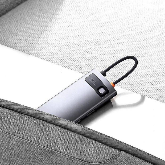 Baseus Metal Gleam Series stacja dokująca HUB 4 w 1 USB Typ C - 3 x USB 3.2 Gen. 1 / RJ45 (WKWG070113)
