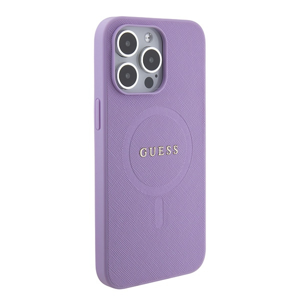 Etui Guess GUHMP15LPSAHMCU iPhone 15 Pro 6.1" fioletowy/purple hardcase Saffiano MagSafe Case