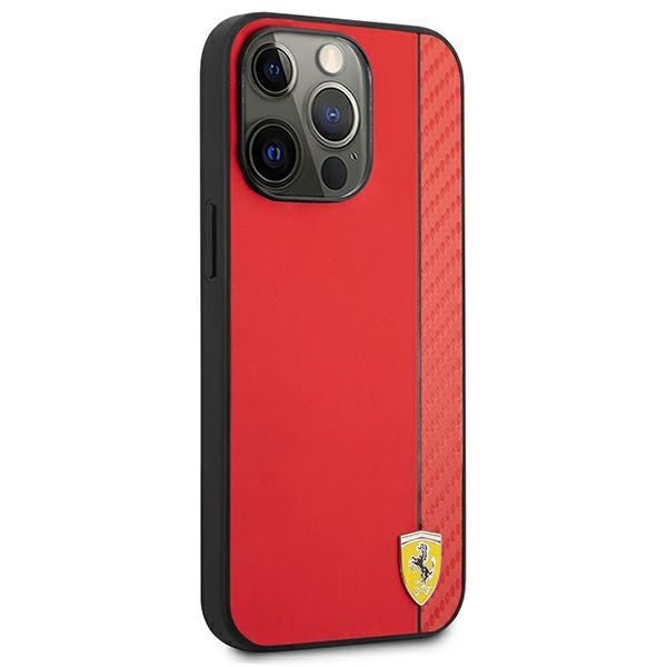 Etui FERRARI Apple iPhone 13 Pro Max On Track Carbon Stripe Czerwony Hardcase