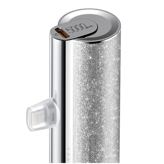 VEGER powerbank 5000 mAh z wbudowanym złączem Lightning PD QC3.0 2,4A 12W PlugOn (W0573P) srebrny