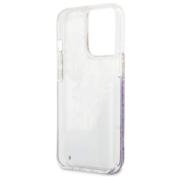 Etui GUESS Apple iPhone 13 13 Pro Flower Liquid Glitter Fioletowy Hardcase