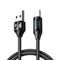 Kabel USB A - USB C Wozinsky WUACC1 z wyświetlaczem 66W 6A 1m - czarny